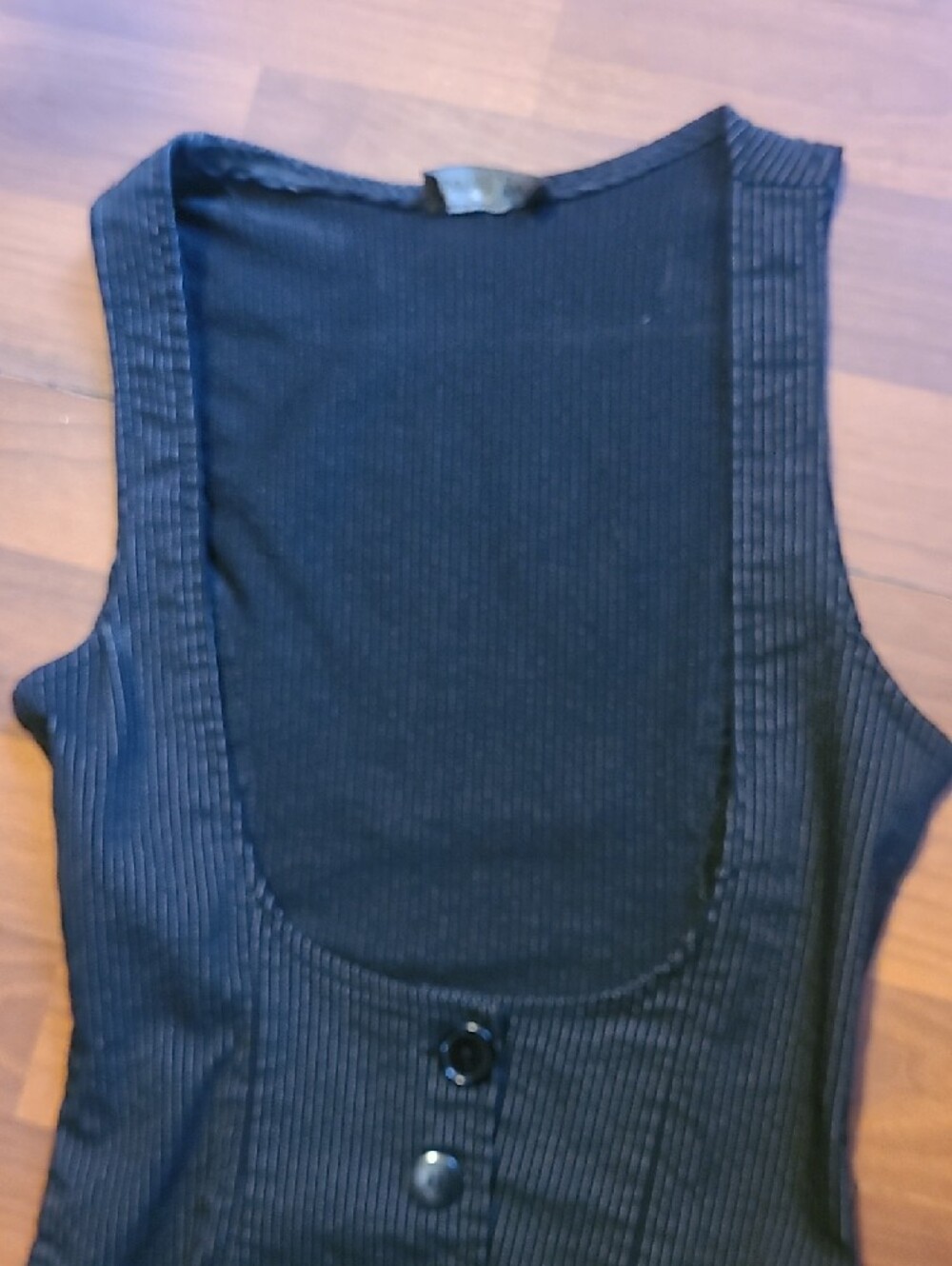 Lovely Day Black Pinstripe Button Front Vest - Picture 3 of 7
